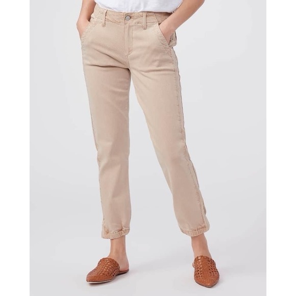 Paige Mayslie Jogger Vintage White Oak Ankle Zip Mid Rise Straight Women's 27 - Picture 1 of 12